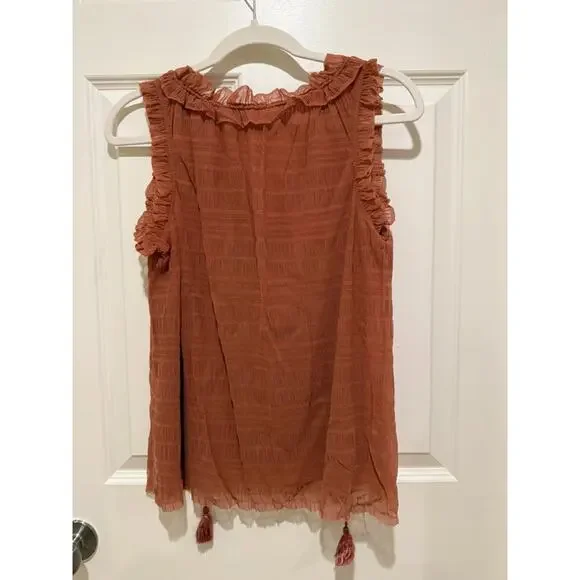 Max Studio Mesh Ruffle Tank - Picture 2 of 3